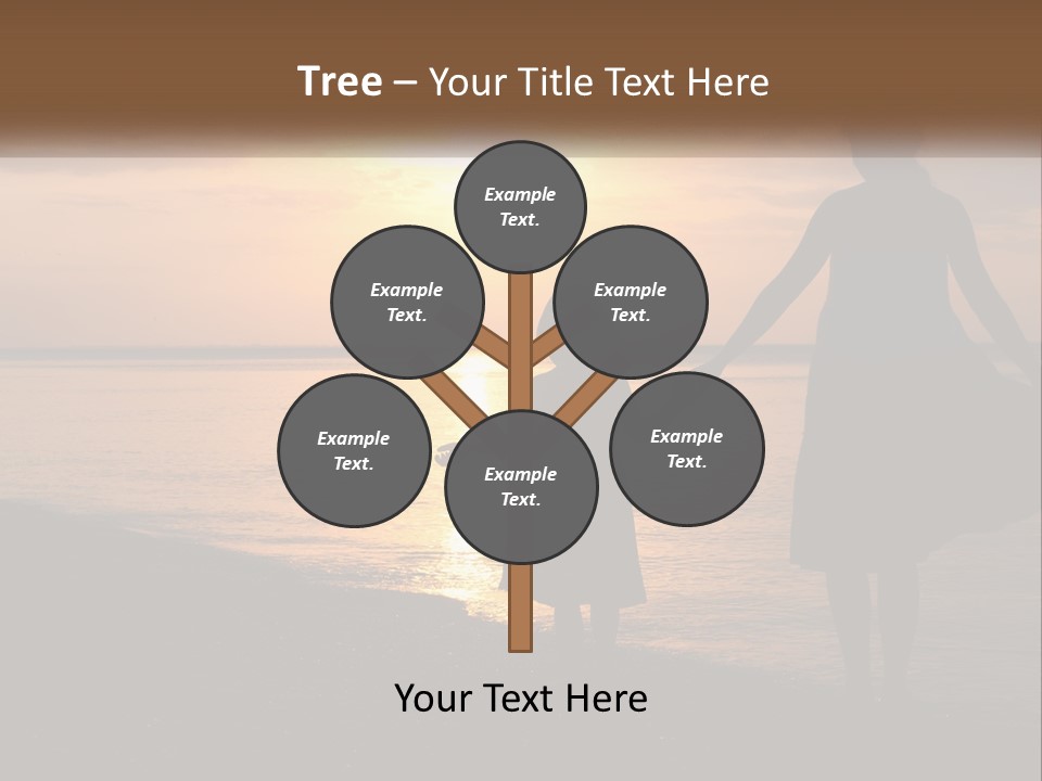 A Mother And Daughter Holding Hands On The Beach At Sunset PowerPoint Template