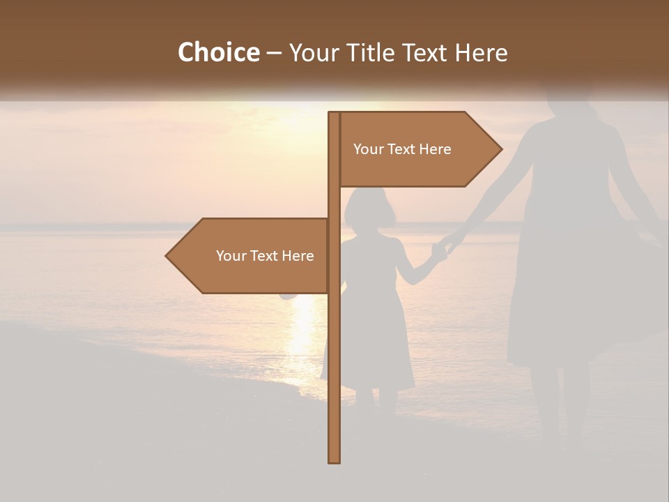 A Mother And Daughter Holding Hands On The Beach At Sunset PowerPoint Template
