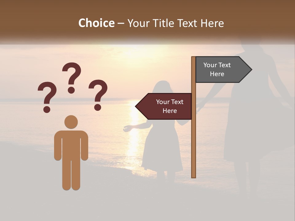 A Mother And Daughter Holding Hands On The Beach At Sunset PowerPoint Template