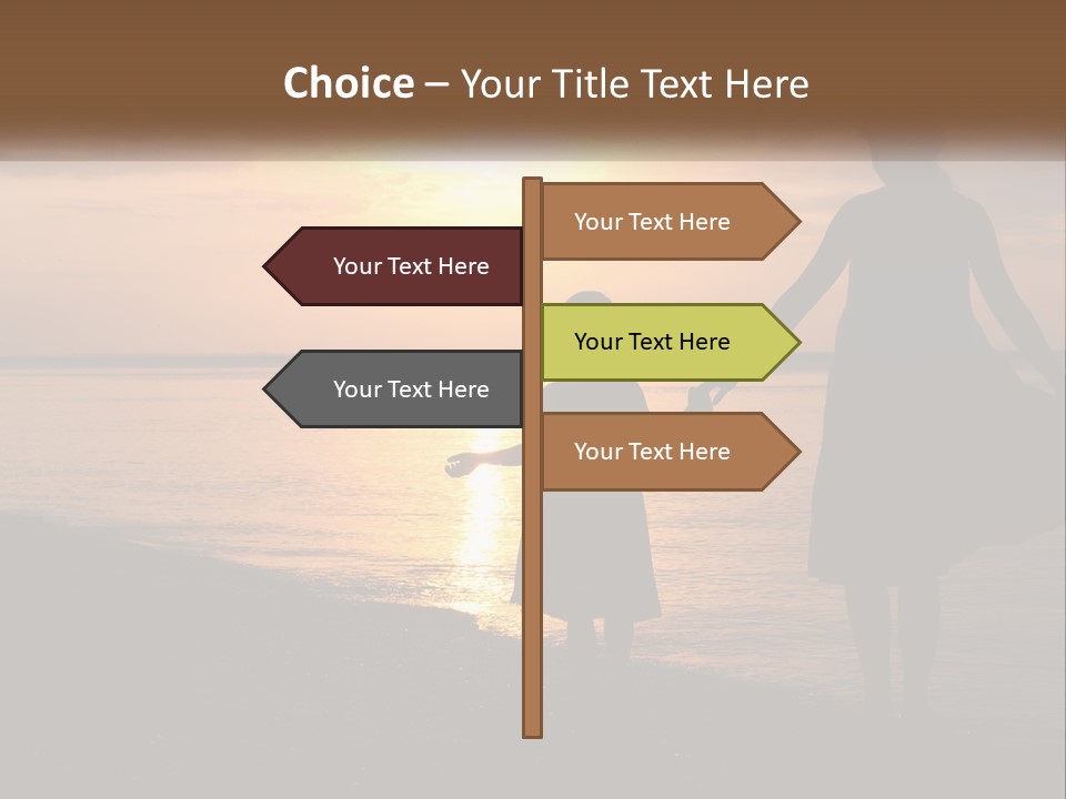 A Mother And Daughter Holding Hands On The Beach At Sunset PowerPoint Template