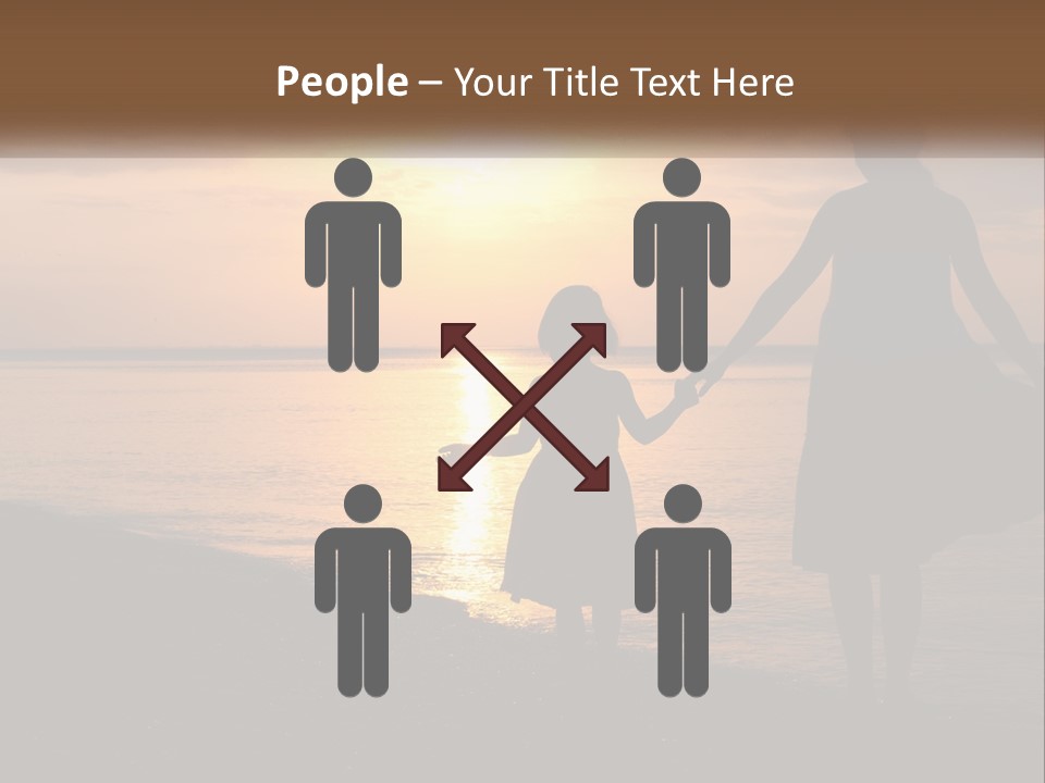 A Mother And Daughter Holding Hands On The Beach At Sunset PowerPoint Template