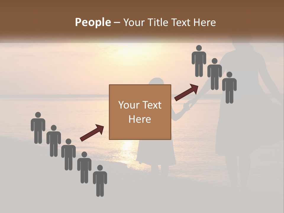 A Mother And Daughter Holding Hands On The Beach At Sunset PowerPoint Template