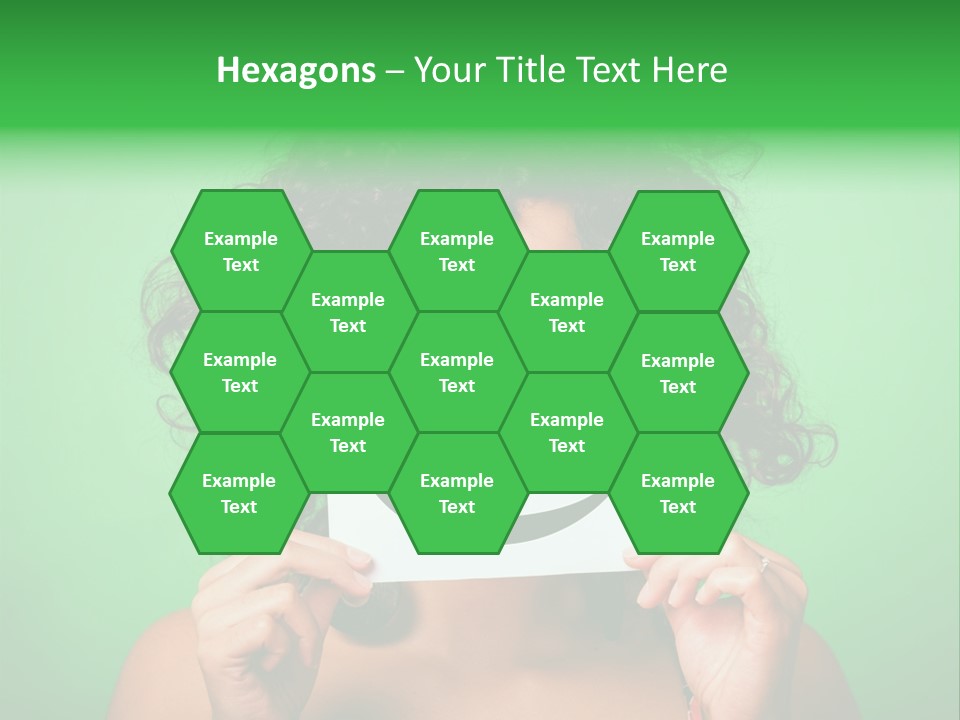 A Woman Holding A Card With A Smiley Face On It PowerPoint Template