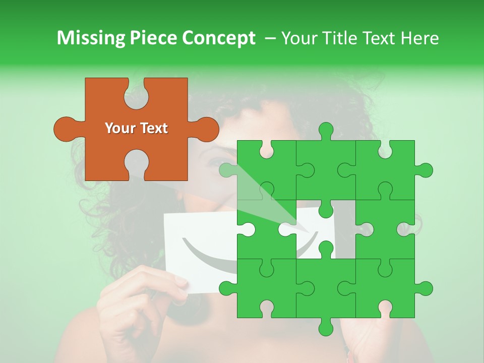 A Woman Holding A Card With A Smiley Face On It PowerPoint Template