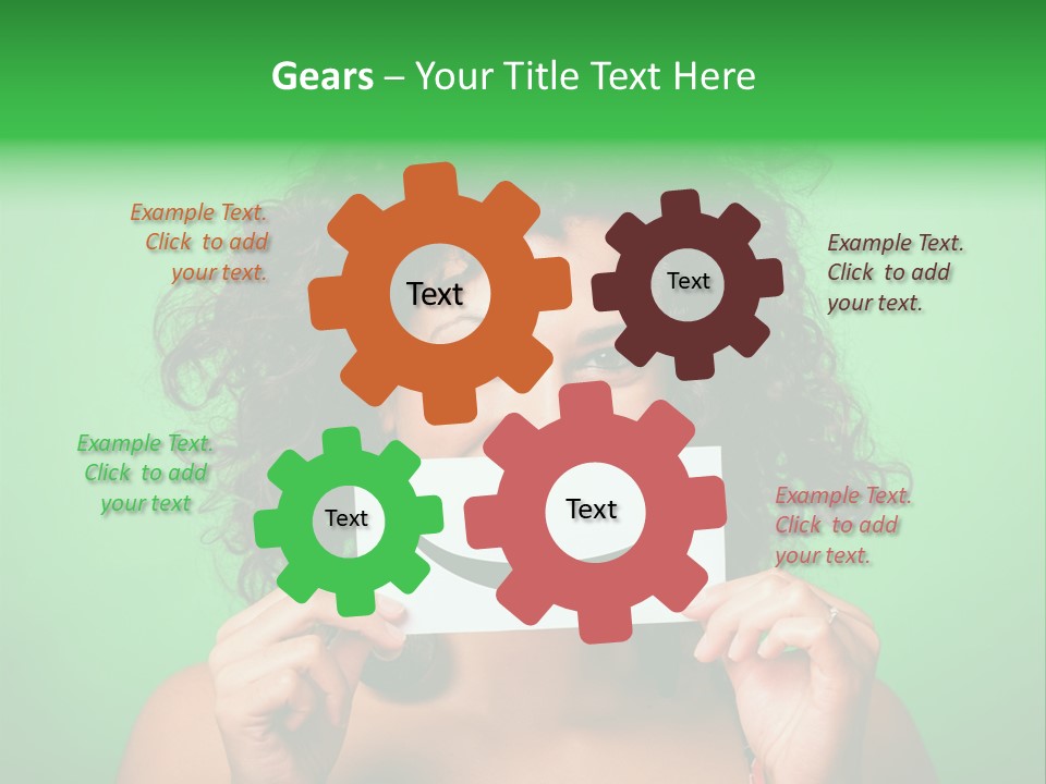 A Woman Holding A Card With A Smiley Face On It PowerPoint Template