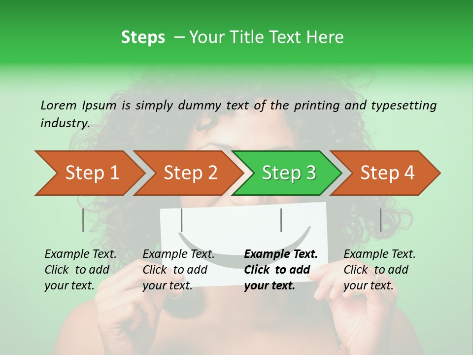 A Woman Holding A Card With A Smiley Face On It PowerPoint Template