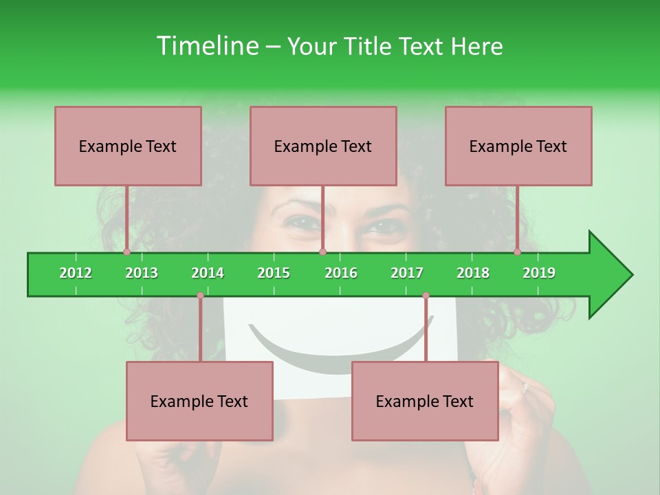 A Woman Holding A Card With A Smiley Face On It PowerPoint Template