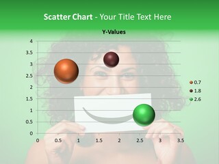 A Woman Holding A Card With A Smiley Face On It PowerPoint Template