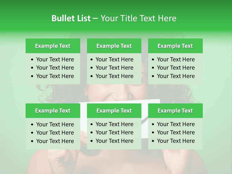 A Woman Holding A Card With A Smiley Face On It PowerPoint Template