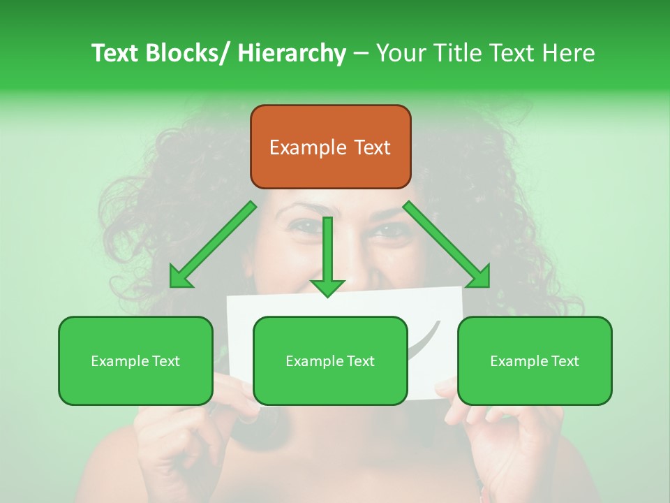 A Woman Holding A Card With A Smiley Face On It PowerPoint Template