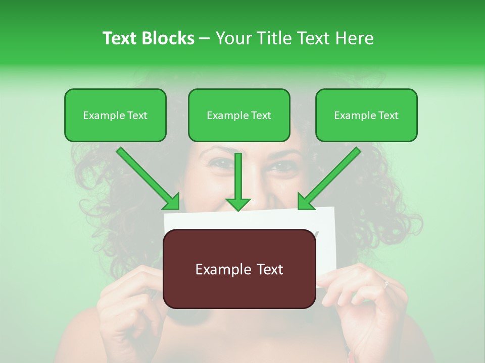 A Woman Holding A Card With A Smiley Face On It PowerPoint Template