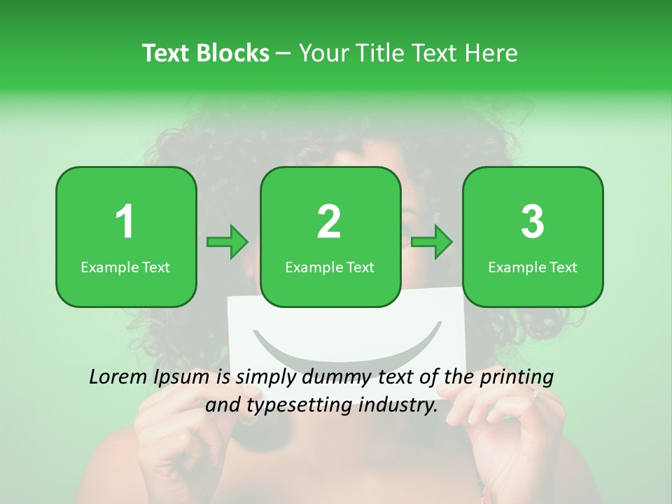 A Woman Holding A Card With A Smiley Face On It PowerPoint Template