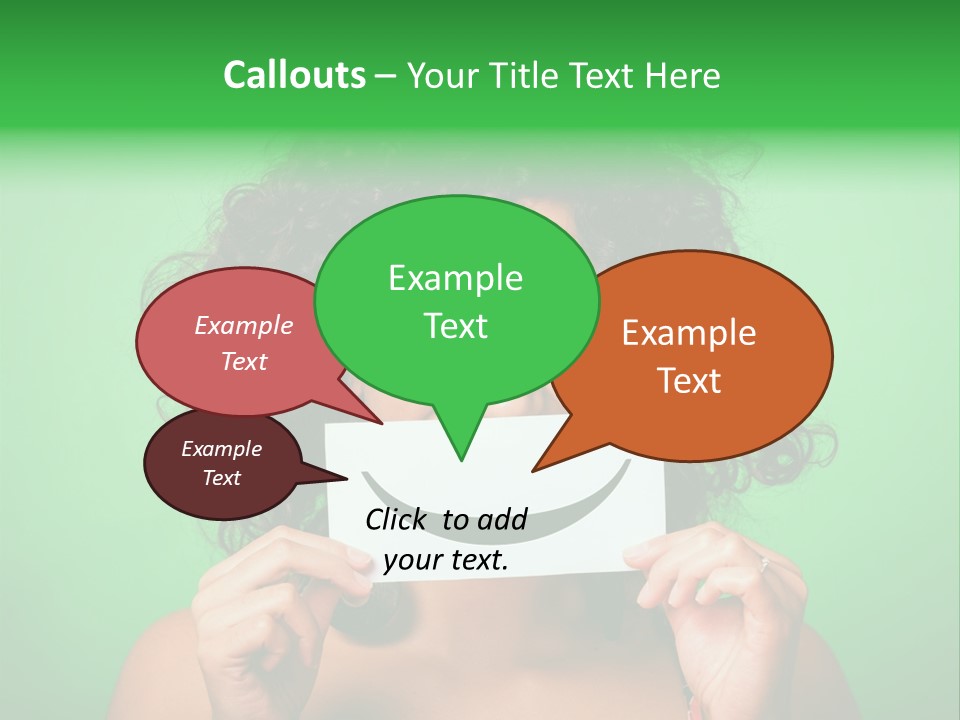 A Woman Holding A Card With A Smiley Face On It PowerPoint Template