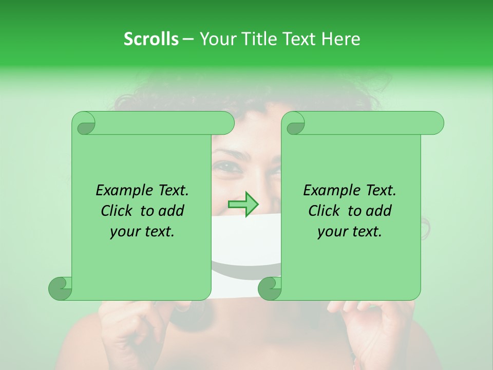 A Woman Holding A Card With A Smiley Face On It PowerPoint Template