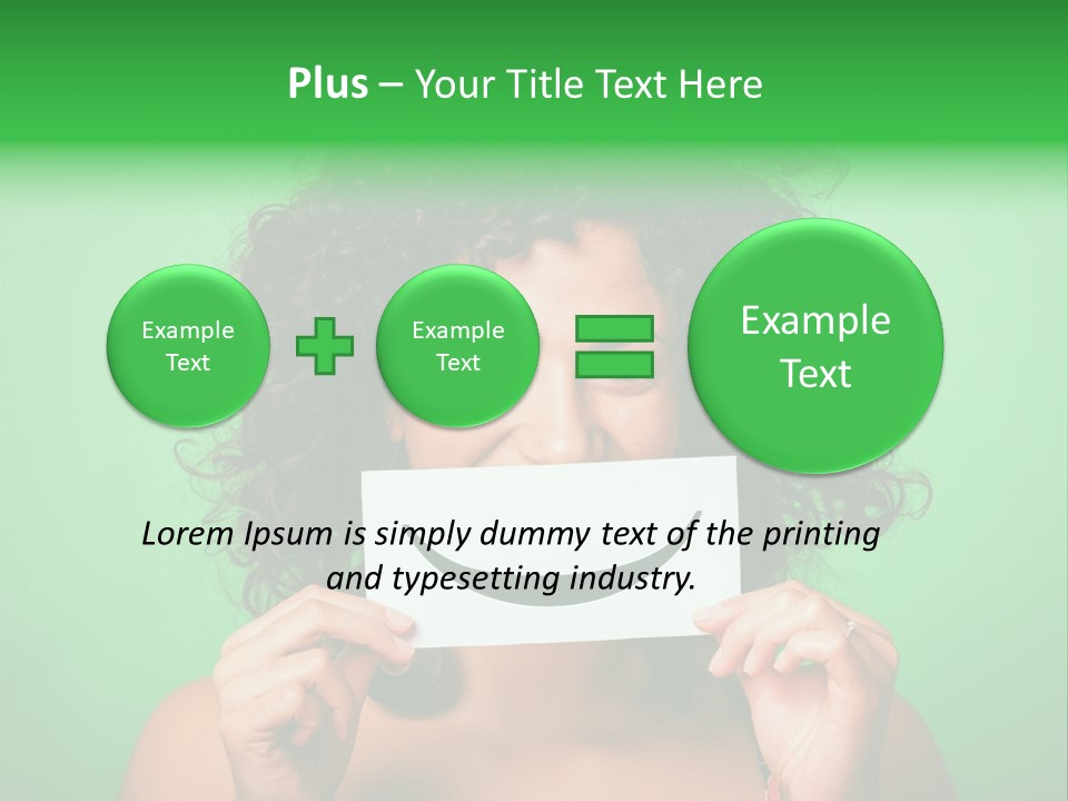 A Woman Holding A Card With A Smiley Face On It PowerPoint Template