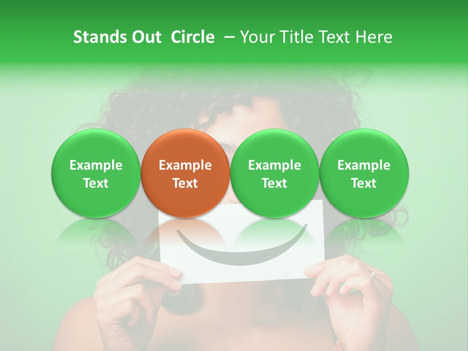 A Woman Holding A Card With A Smiley Face On It PowerPoint Template