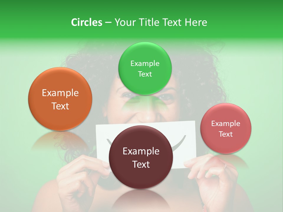 A Woman Holding A Card With A Smiley Face On It PowerPoint Template