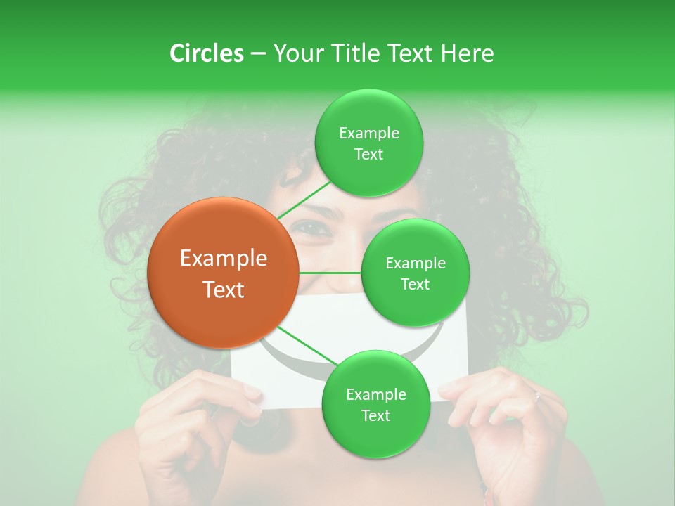 A Woman Holding A Card With A Smiley Face On It PowerPoint Template