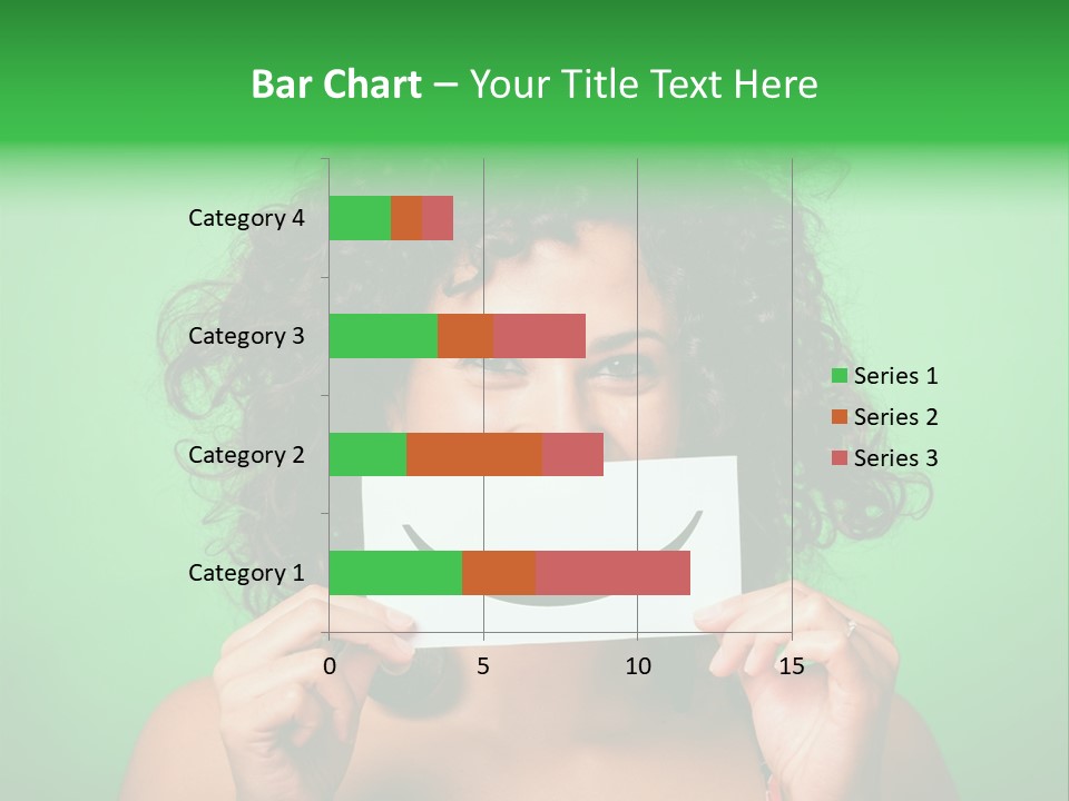 A Woman Holding A Card With A Smiley Face On It PowerPoint Template