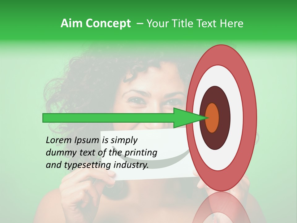 A Woman Holding A Card With A Smiley Face On It PowerPoint Template