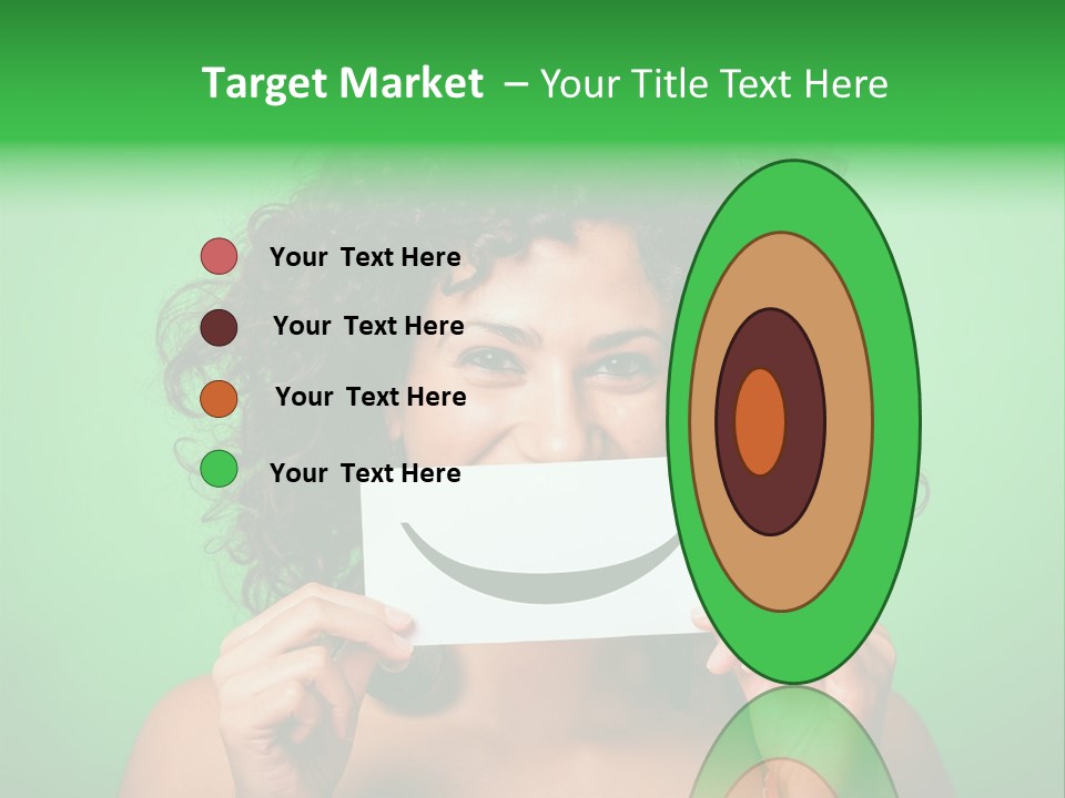 A Woman Holding A Card With A Smiley Face On It PowerPoint Template