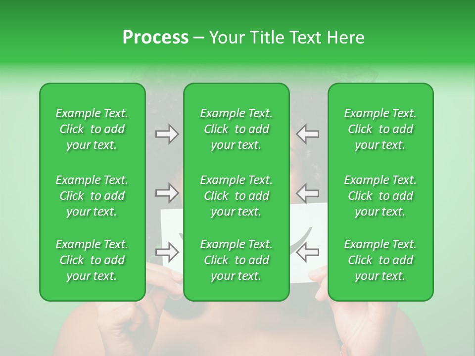 A Woman Holding A Card With A Smiley Face On It PowerPoint Template
