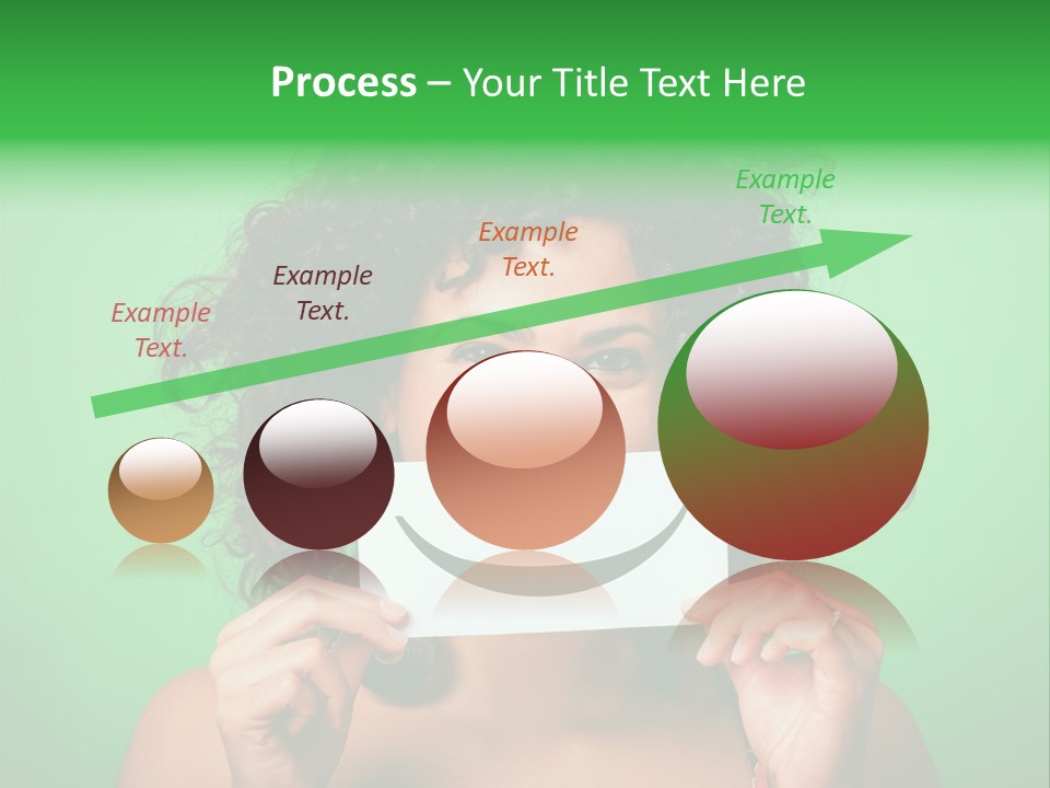 A Woman Holding A Card With A Smiley Face On It PowerPoint Template