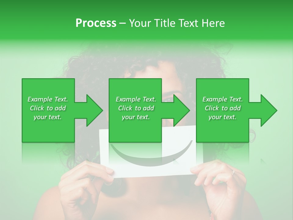 A Woman Holding A Card With A Smiley Face On It PowerPoint Template