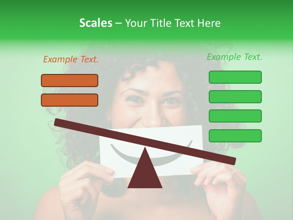 A Woman Holding A Card With A Smiley Face On It PowerPoint Template