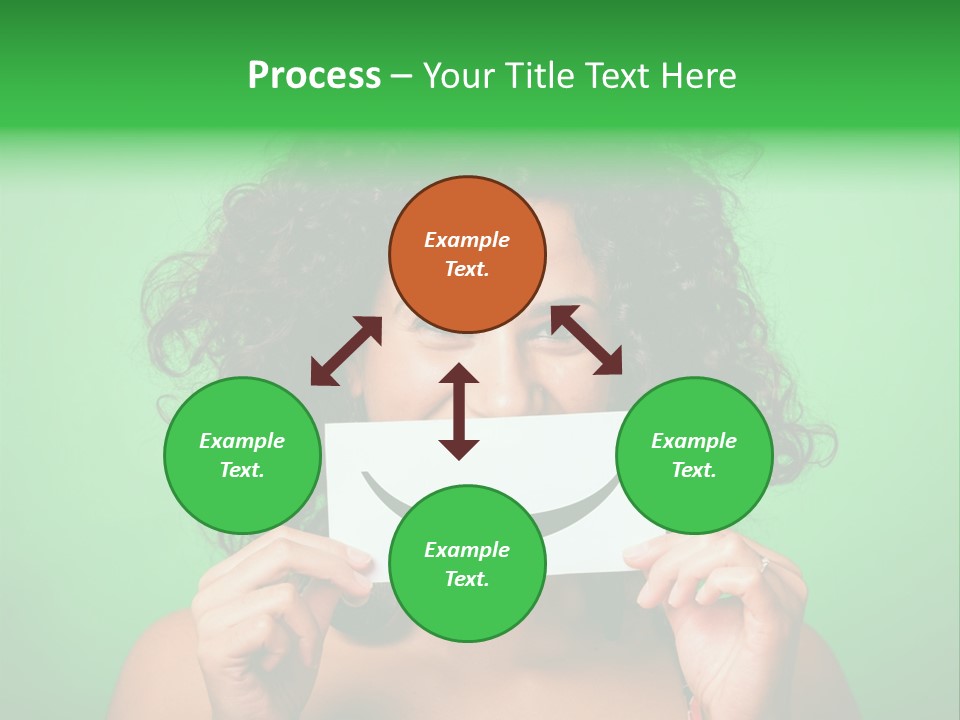A Woman Holding A Card With A Smiley Face On It PowerPoint Template