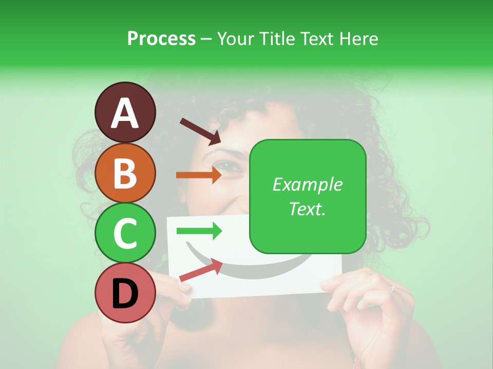 A Woman Holding A Card With A Smiley Face On It PowerPoint Template