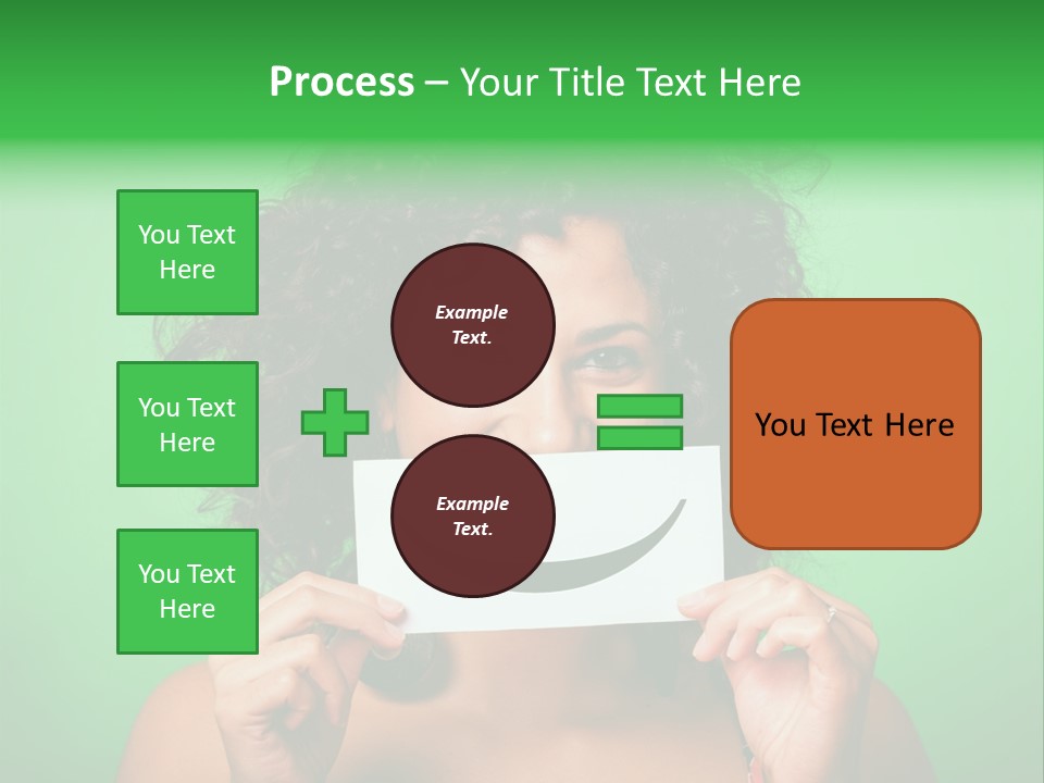A Woman Holding A Card With A Smiley Face On It PowerPoint Template