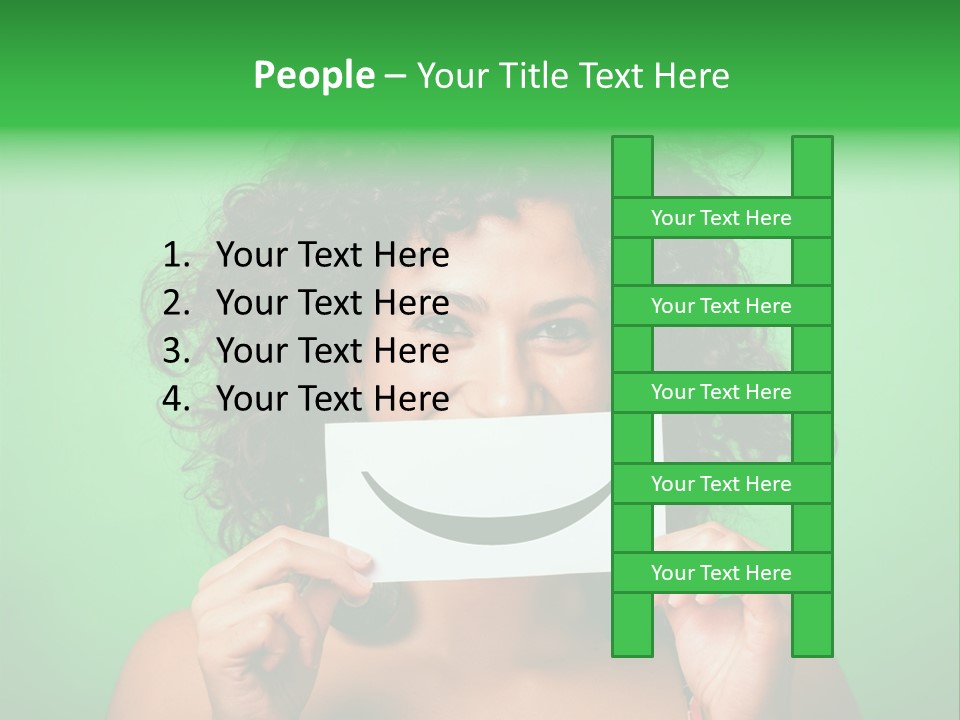 A Woman Holding A Card With A Smiley Face On It PowerPoint Template