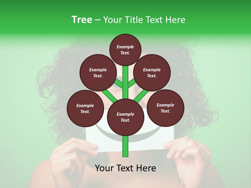 A Woman Holding A Card With A Smiley Face On It PowerPoint Template