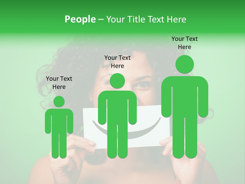 A Woman Holding A Card With A Smiley Face On It PowerPoint Template