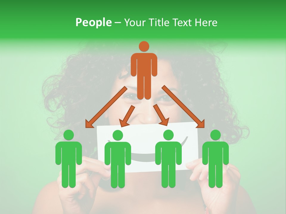 A Woman Holding A Card With A Smiley Face On It PowerPoint Template