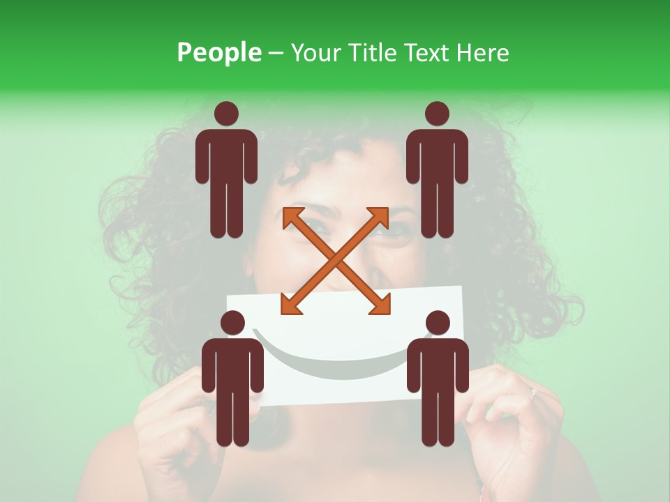 A Woman Holding A Card With A Smiley Face On It PowerPoint Template