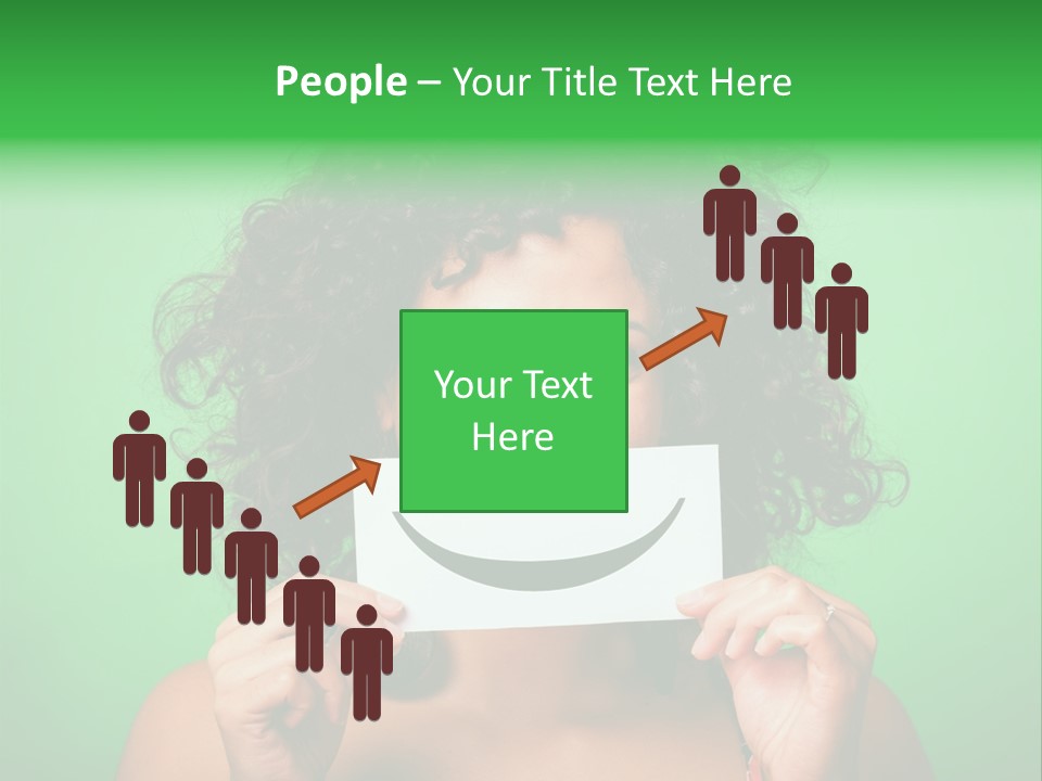 A Woman Holding A Card With A Smiley Face On It PowerPoint Template