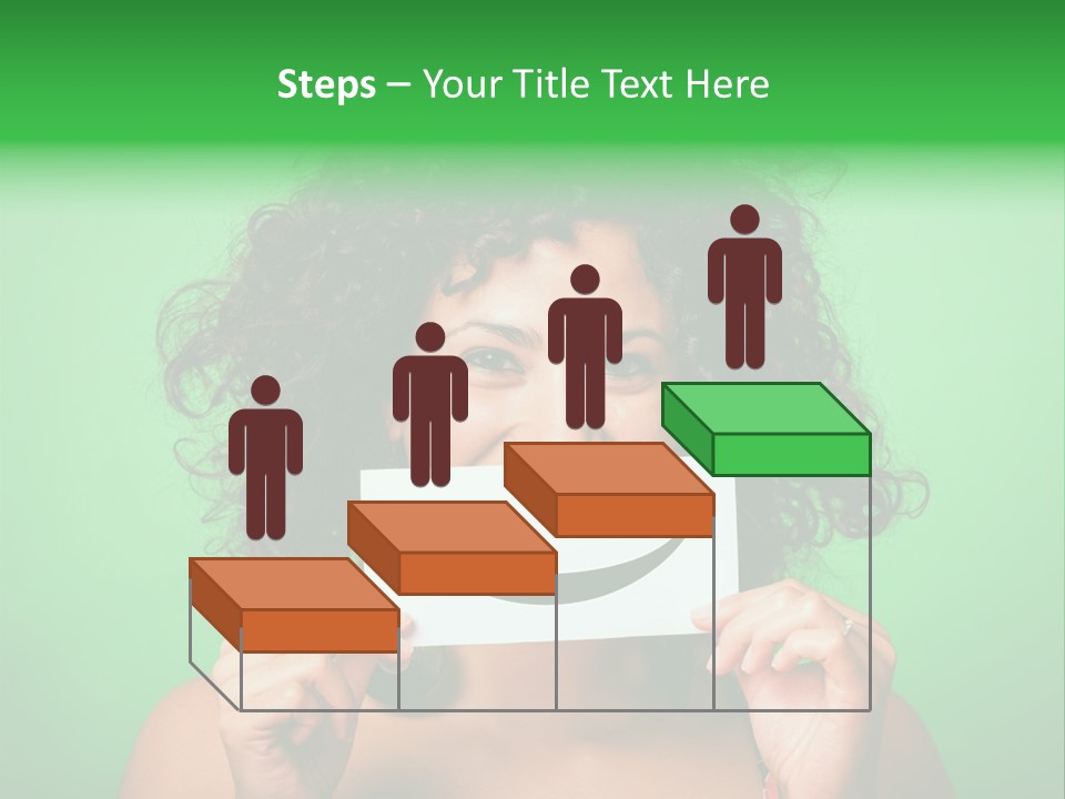 A Woman Holding A Card With A Smiley Face On It PowerPoint Template