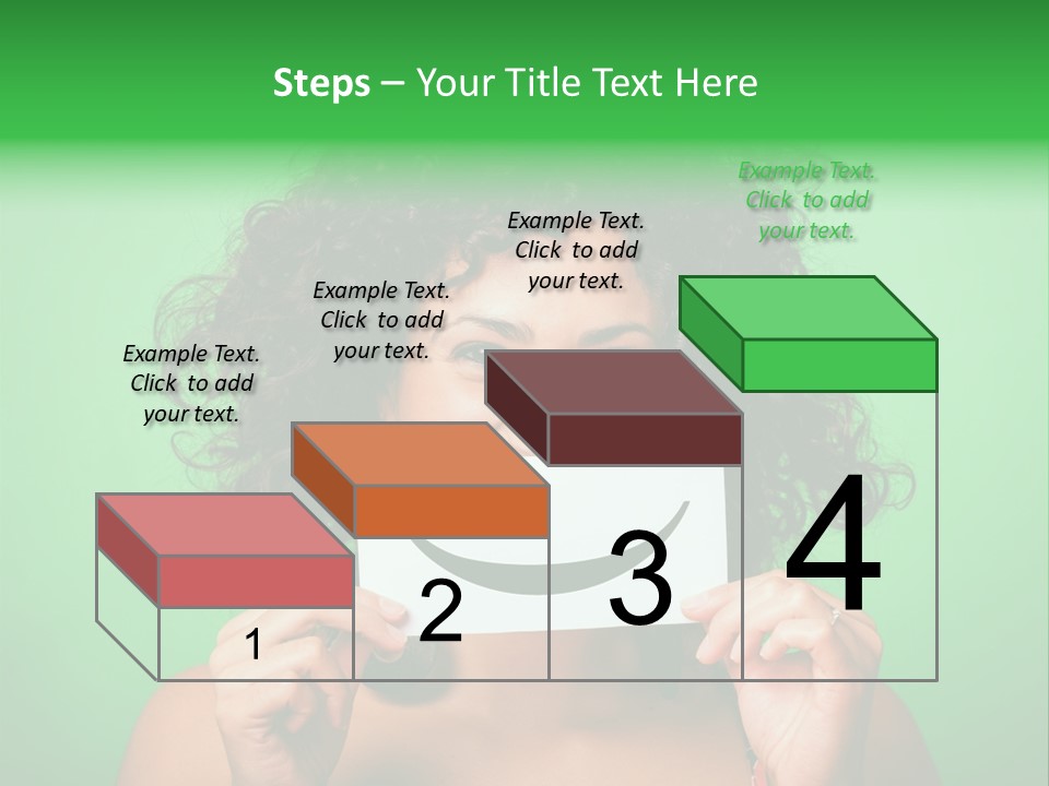 A Woman Holding A Card With A Smiley Face On It PowerPoint Template