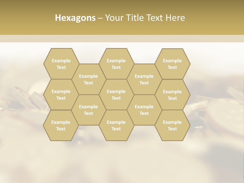 A Pile Of Gold Coins With A Bit Coin On Top PowerPoint Template