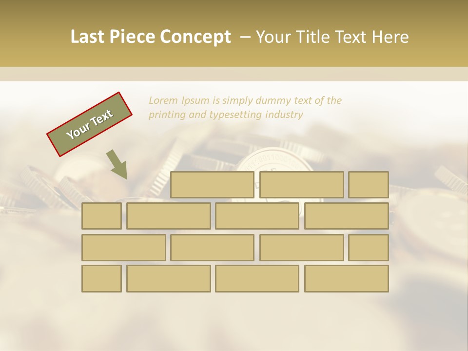 A Pile Of Gold Coins With A Bit Coin On Top PowerPoint Template