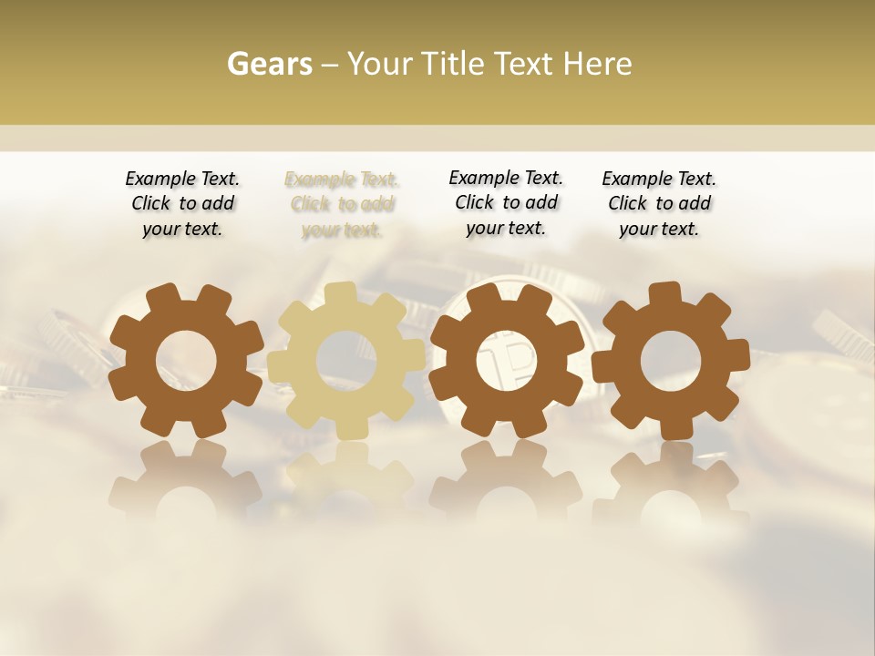 A Pile Of Gold Coins With A Bit Coin On Top PowerPoint Template