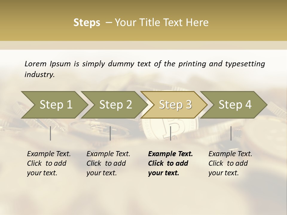 A Pile Of Gold Coins With A Bit Coin On Top PowerPoint Template