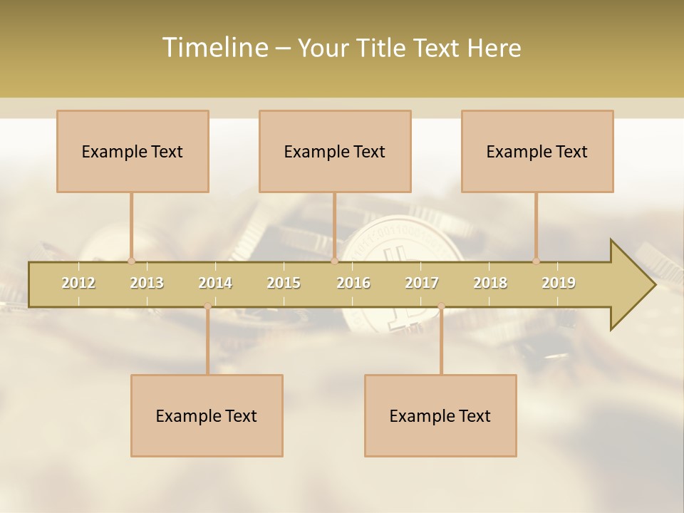 A Pile Of Gold Coins With A Bit Coin On Top PowerPoint Template