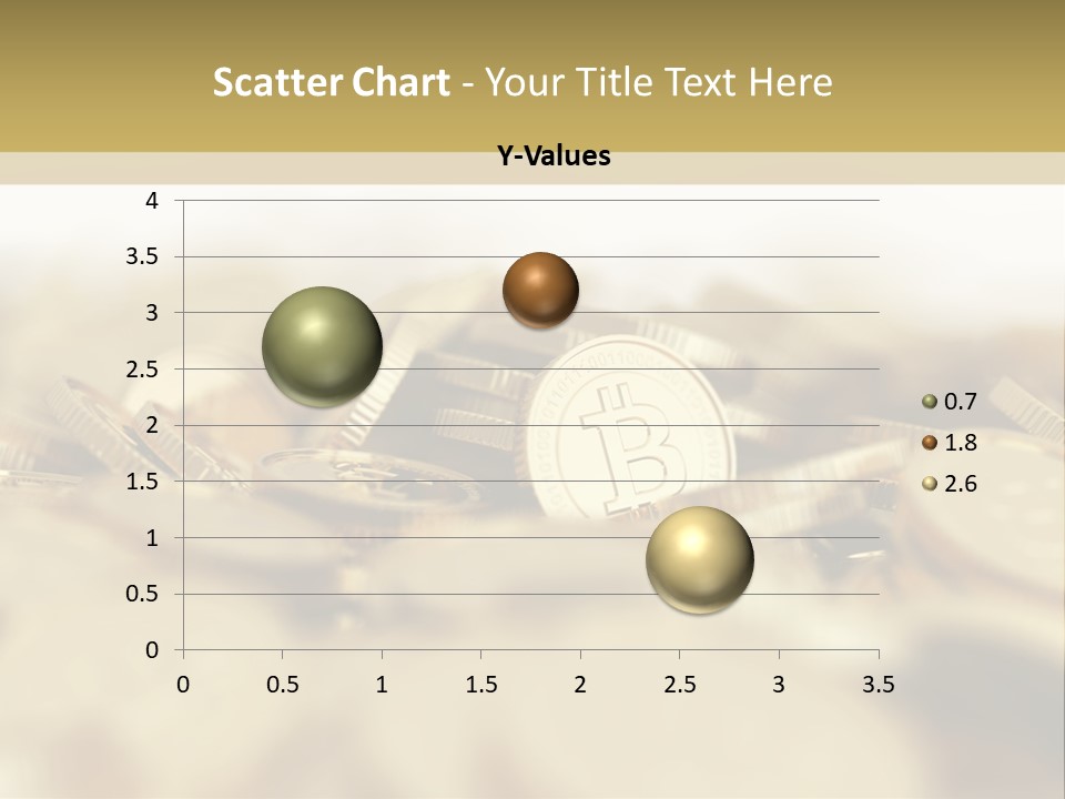 A Pile Of Gold Coins With A Bit Coin On Top PowerPoint Template