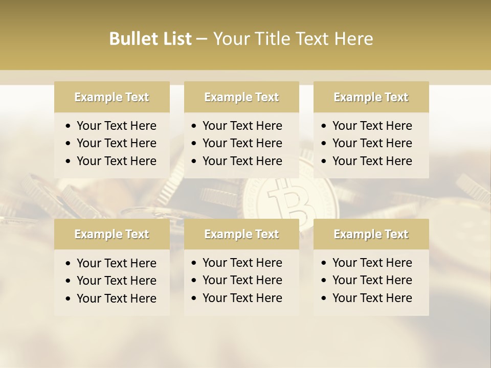 A Pile Of Gold Coins With A Bit Coin On Top PowerPoint Template