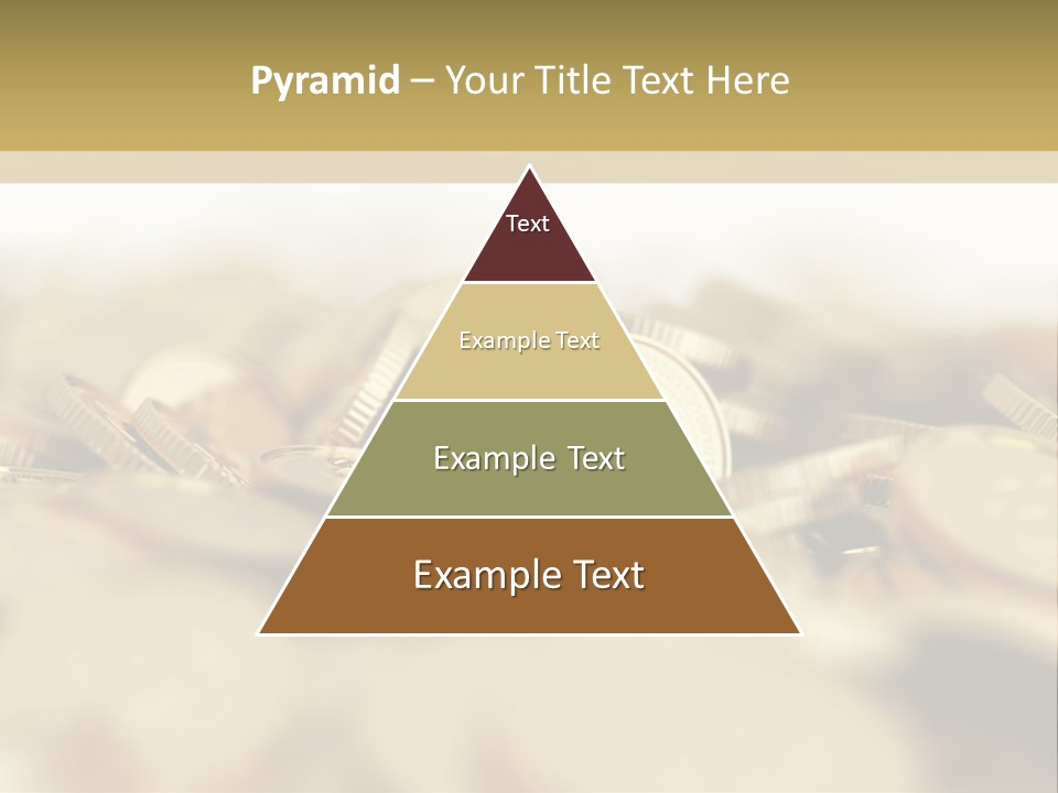 A Pile Of Gold Coins With A Bit Coin On Top PowerPoint Template