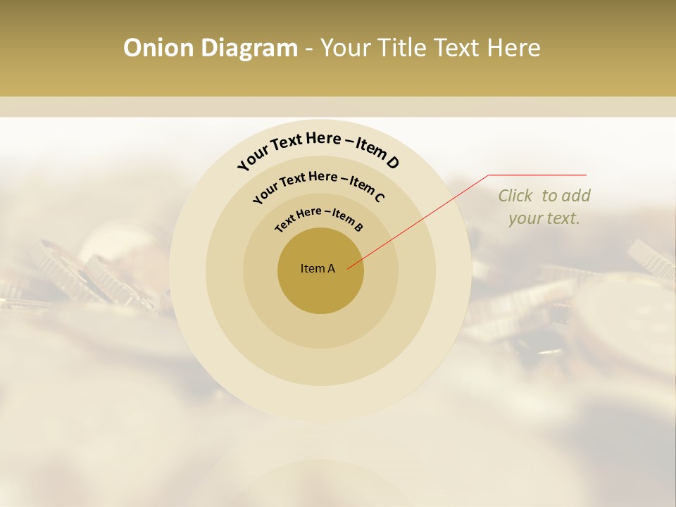 A Pile Of Gold Coins With A Bit Coin On Top PowerPoint Template