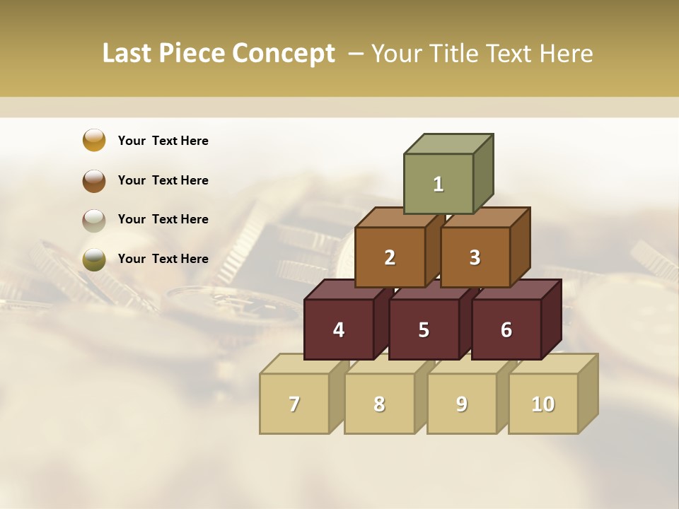 A Pile Of Gold Coins With A Bit Coin On Top PowerPoint Template